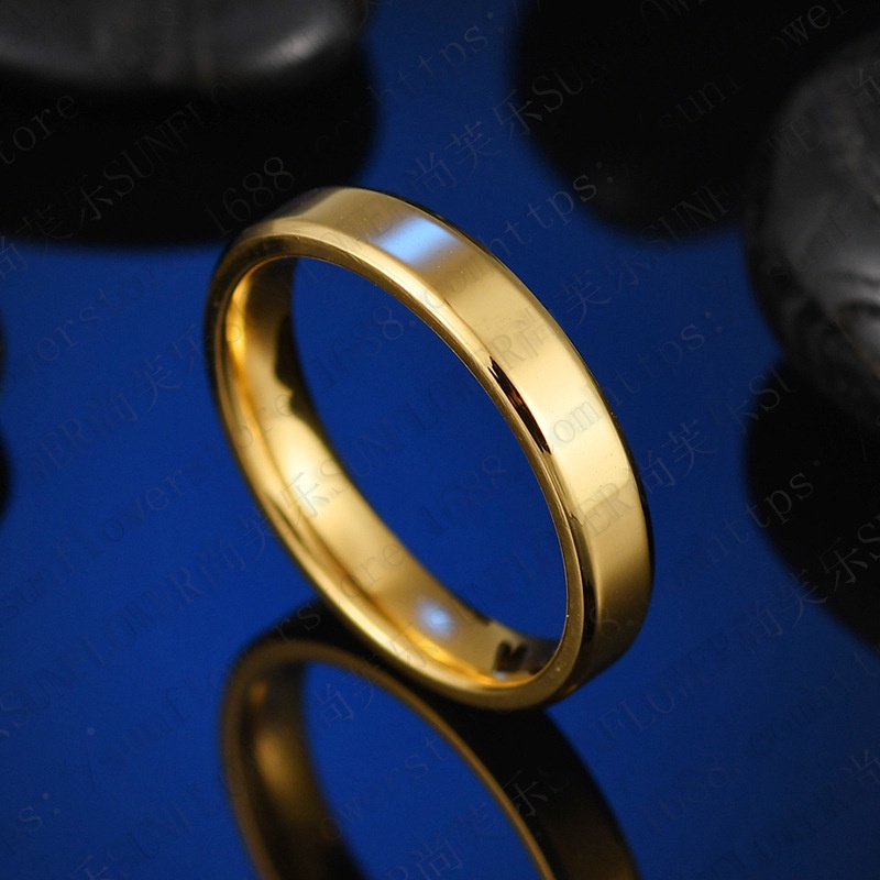 Sỉ nhẫn inox vát cạnh 2 bên mạ vàng siêu đẹp, bền màu phù hợp cho cả nam và nữ