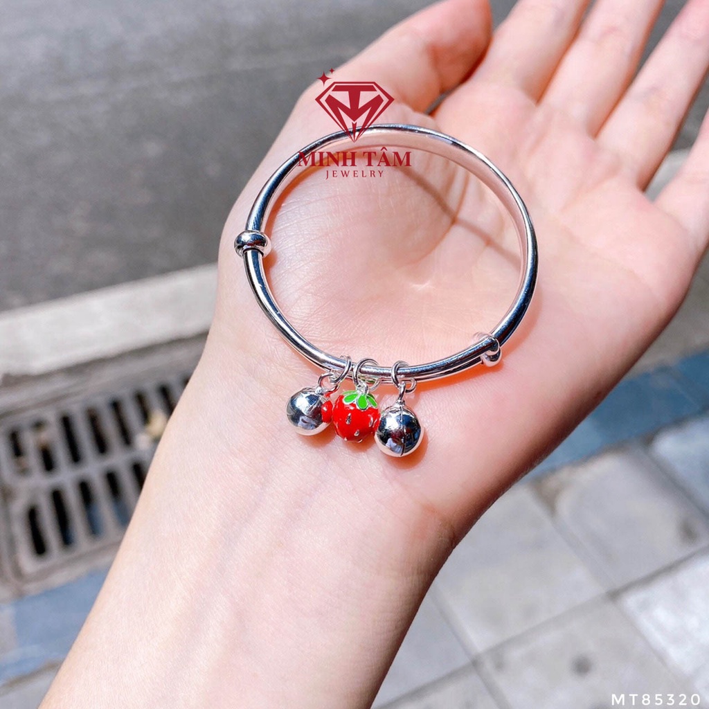 Vòng tay bạc dâu tây mix chuông bạc cho bé gái Minh Tâm Jewelry