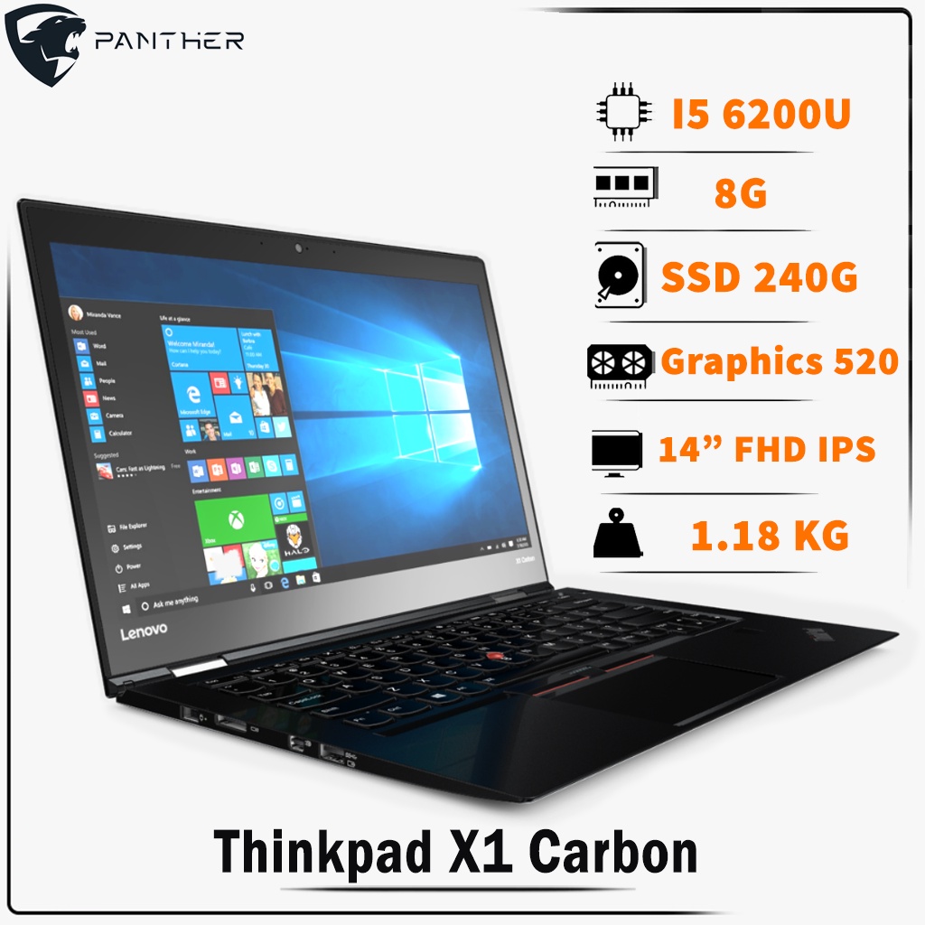 Laptop cũ Lenovo ThinkPad X1 Carbon Gen 4 i5-6200U | 8GB | SSD 240GB | 14&quot; | FHD - Hàng nhập khẩu Japan Mới 99%