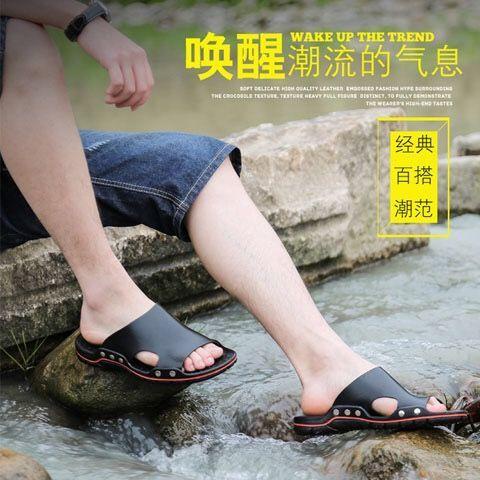 Dép Da Bò Chống Trượt Phong Cách Hàn Quốc Thời Trang Mùa Hè Cho Nam