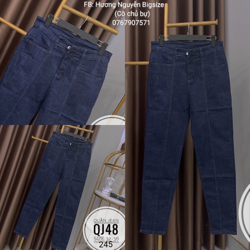 55-90kg Bigsize QUẦN JEAN PHĂNG BEN GIỮA MÀU XANH ĐẬM QJ48