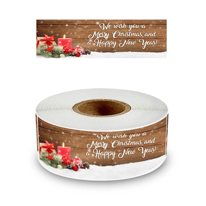 Cuộn 120 Nhãn Dán Merry Christmas Dùng Làm Quà Tặng Giáng Sinh