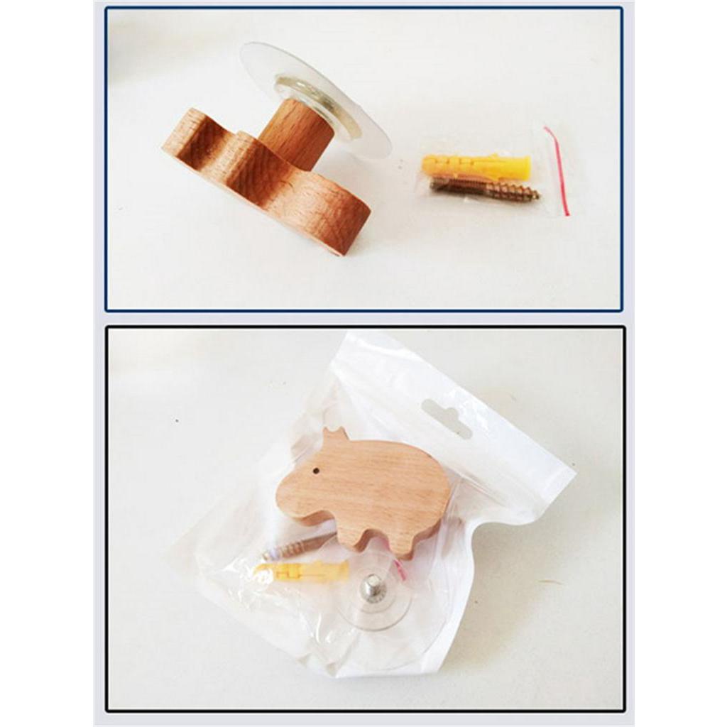 Móc Gỗ Treo Chìa Khóa / Áo Khoác Hình Động Vật Hoạt Hình Dễ Thương Phong Cách Bắc Âu Trang Trí Nội Thất