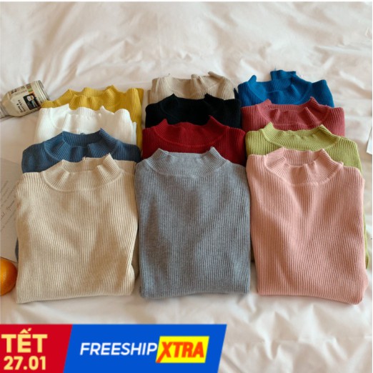 [quà tặng là chun buộc tóc ạ] Áo len tăm Quảng Châu 3 phân chất đẹp Loại I