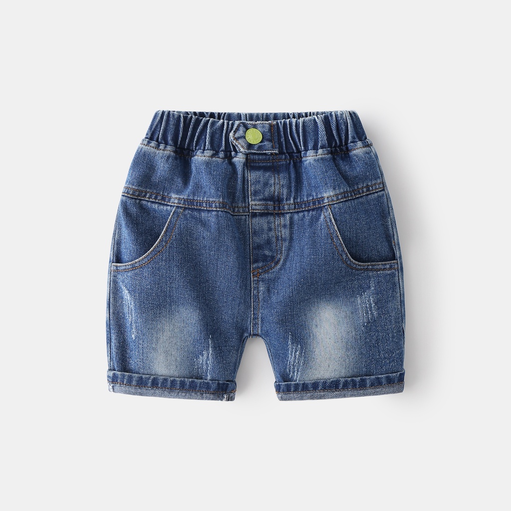 Quần short denim thêu hình khủng long thời trang mùa hè dành cho bé trai 90-130cm