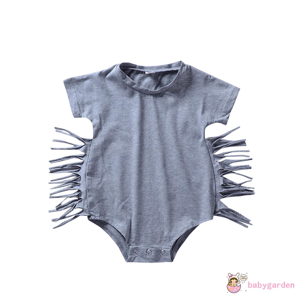 Bộ Áo Liền Quần Vải Cotton Phối Rua Rua Dễ Thương Dành Cho Bé