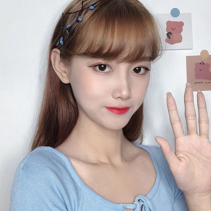 Set 4 Kẹp Tóc Hình Bướm Bằng Kim Loại Màu Xanh Dương Phong Cách Hàn Quốc Lãng Mạn Cho Nữ