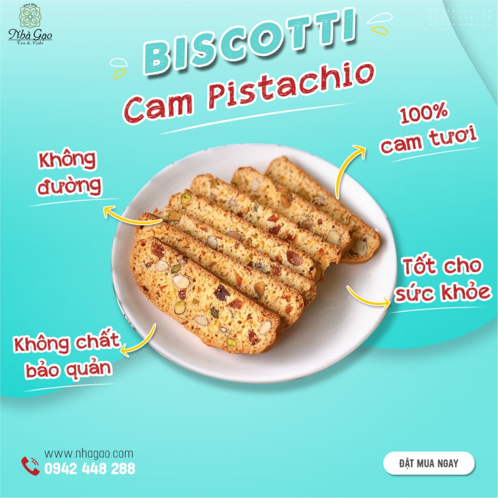 Bánh biscotti vị cam cao cấp Nhà Gạo