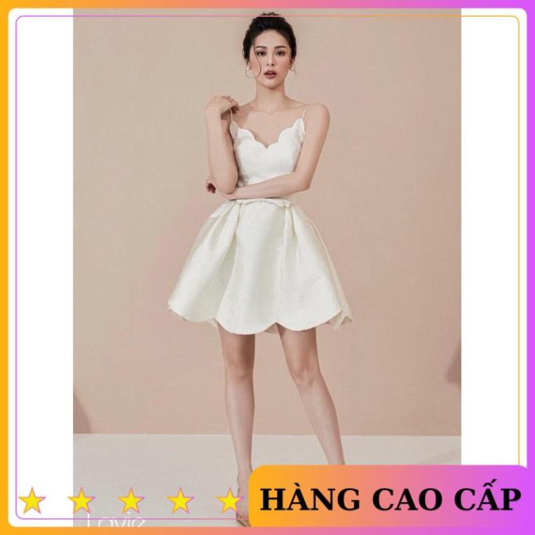 [HÀNG CAO CẤP] Đầm hai dây Gấm xoè hoa dự tiệc - đi chơi xinh đẹp - MN56