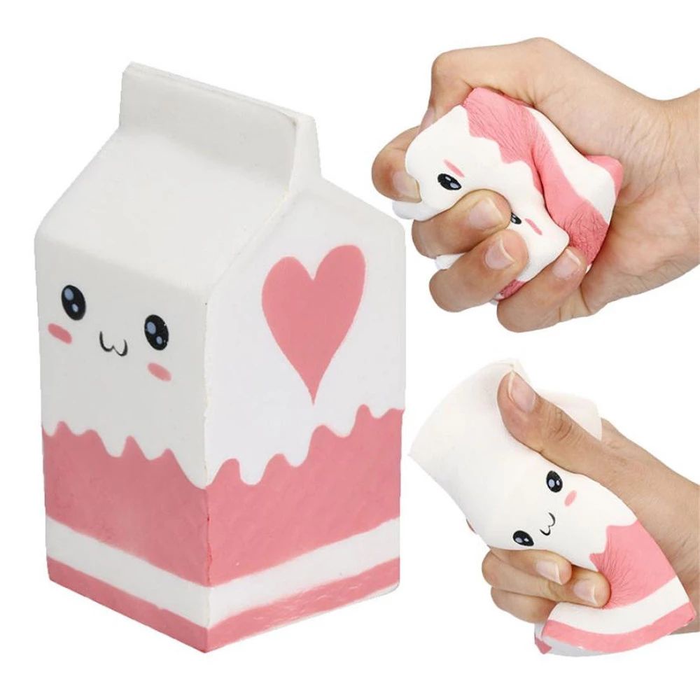 【Ready Stock！！！】Squishy PU Simulation Expression Milk Carton Children'S Decompression Toy Gift