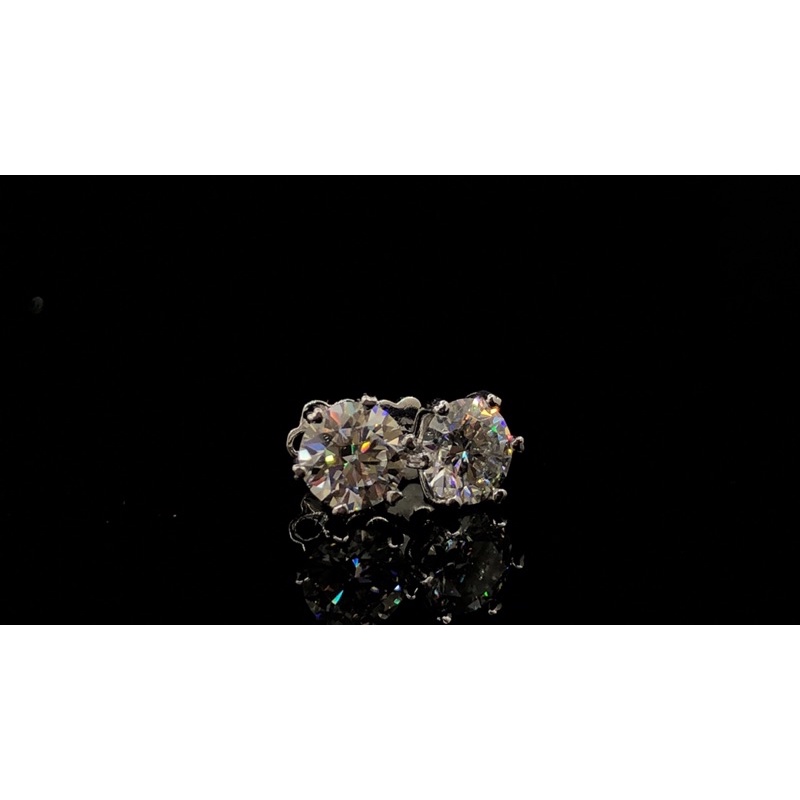 Kim cương Moissanite kiểm định ép vỉ - Bông tai bạc 950 xi bạch kim