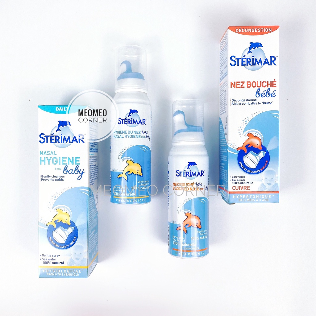 Xịt muối biển cá heo vàng và cá heo cam cho bé Sterimar Pháp 100ml