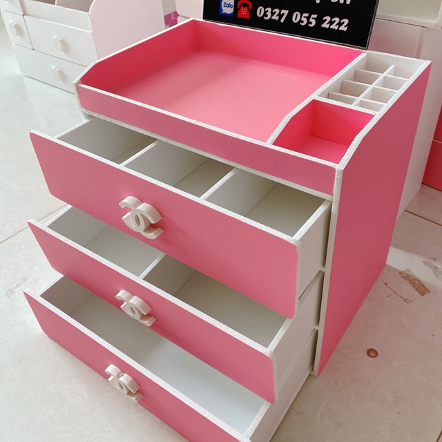 Tủ đựng mỹ phẩm 4 tầng hồng 30cm