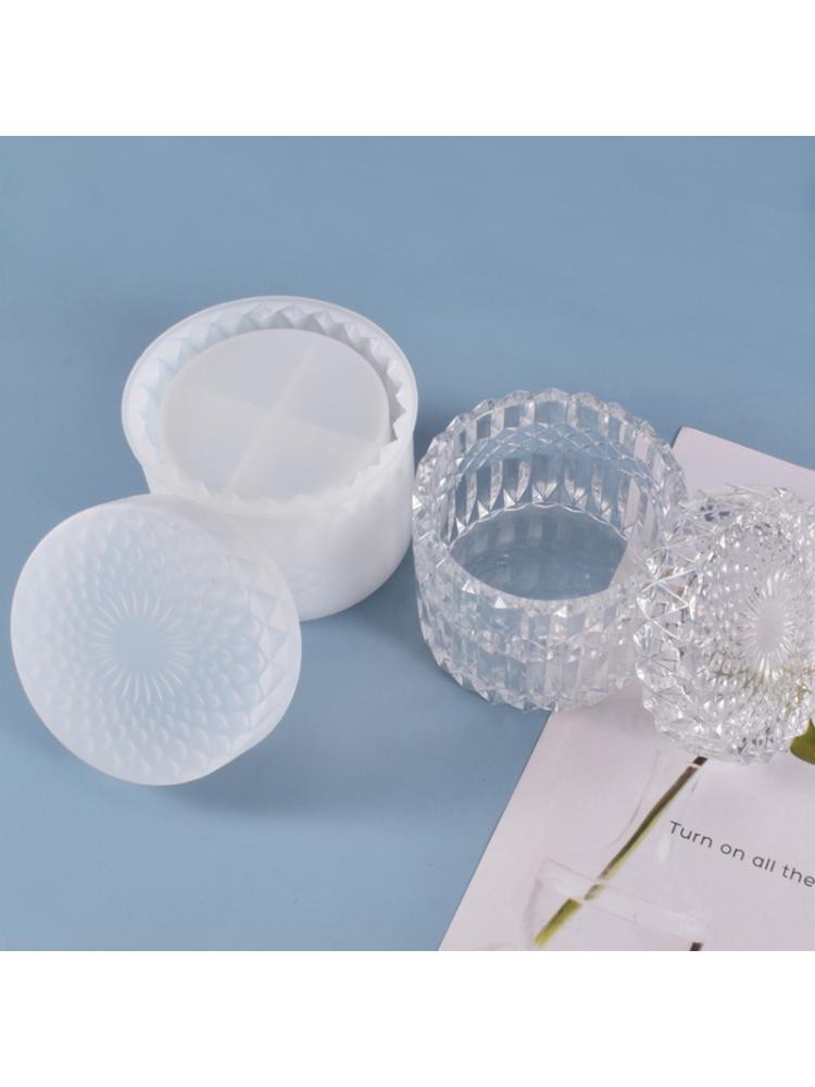 1 Set Diy Craft Decor Crystal Epoxy Resin Mold Round Storage Box Silicone Mold