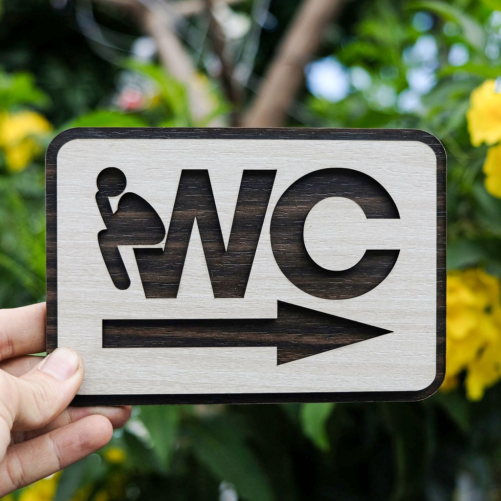 Bảng WC bằng gỗ cắt laser (có keo 2 mặt phía sau) - Mẫu TL03