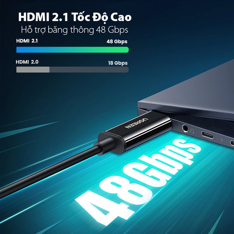 Cáp HDMI 2.1 sợi quang lõi đồng 8K/60Hz,4K/120Hz eARC Cao Cấp Ugreen 80406 80407 80408 80409 50400 Chính Hãng HD141