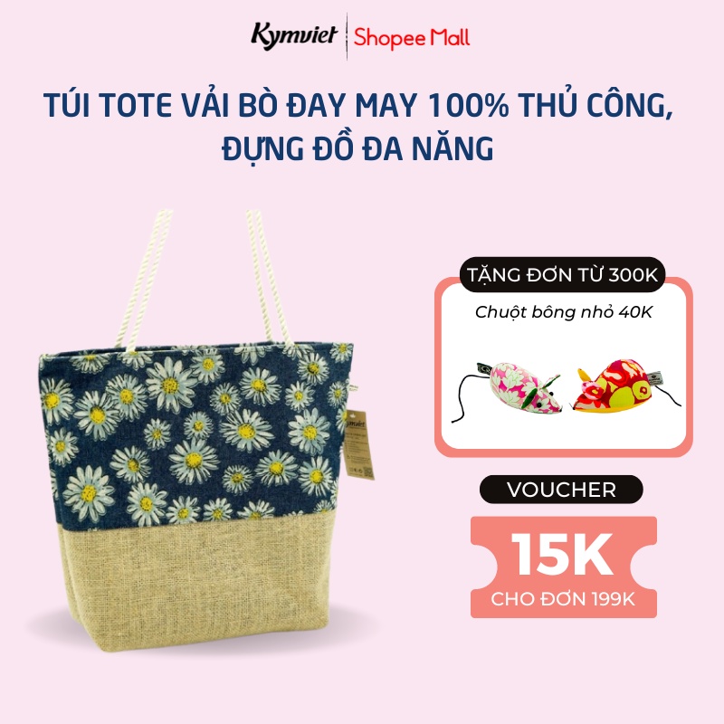 Túi Tote Đi Biển Bằng Vải Đay Phong Cách Vintage Kymviet Craft Bền Đẹp [TXVBD-2102]