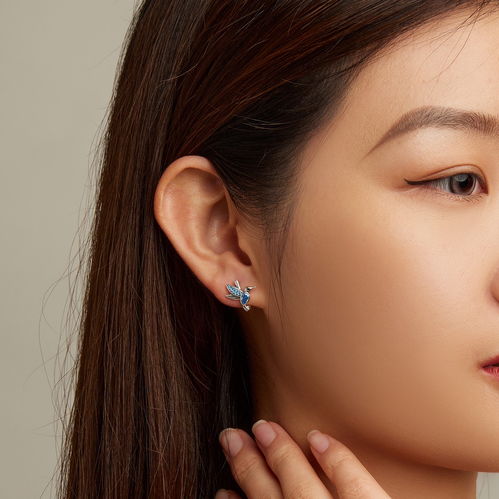 BAMOER Bông Tai HìNh Chim Xi bạc 925 ThờI Trang