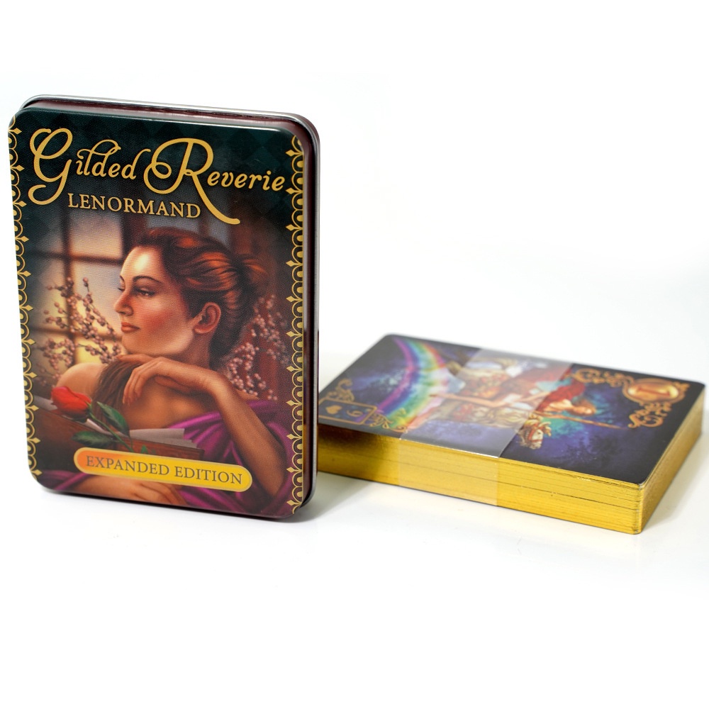 [Mạ Cạnh] Bộ Bài Gilded Reverie Lenormand Hộp Thiếc Mạ Cạnh Vàng 47 Lá Tặng Đá Thanh Tẩy TH198