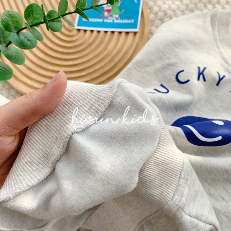Bộ nỉ bông ghi hisun cho bé gái size từ 15-22cân