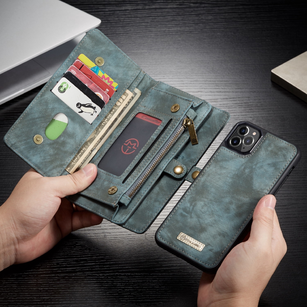 Bao da điện thoại bằng da thật có ngăn đựng thẻ chống sốc cho IPHONE SE 2020/11 PRO MAX /XS MAX X XR / 6 6S 7/8 + | BigBuy360 - bigbuy360.vn