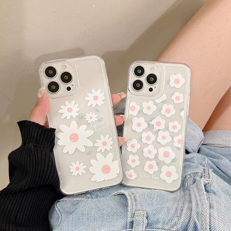 Ốp Điện Thoại Silicone Mềm Trong Suốt Chống Sốc In Hình Hoa Cúc Cho iPhone 13 12 11 Pro Max XS Max X XR 7 8 Plus SE 2