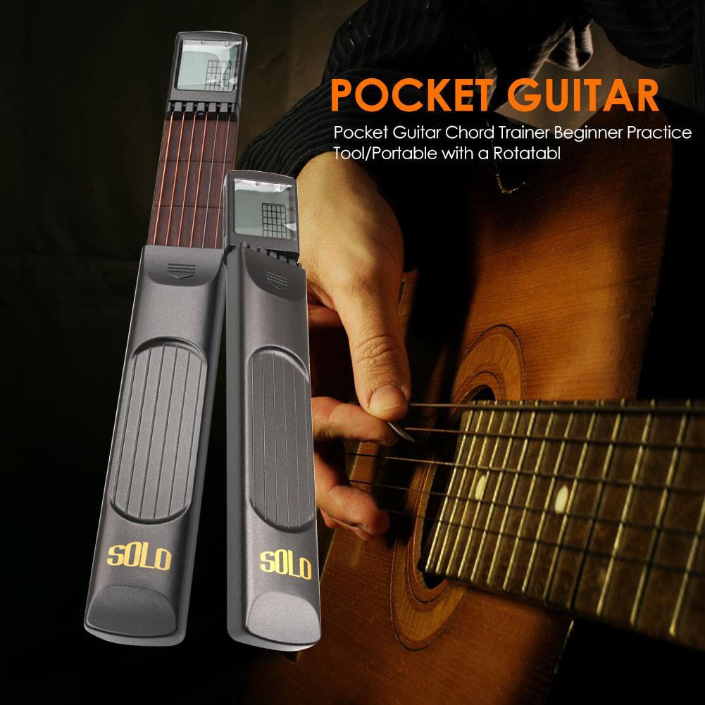 🌟Portable Pocket Guitar 6 Strings Trainer with Chord Chart Screen Practice