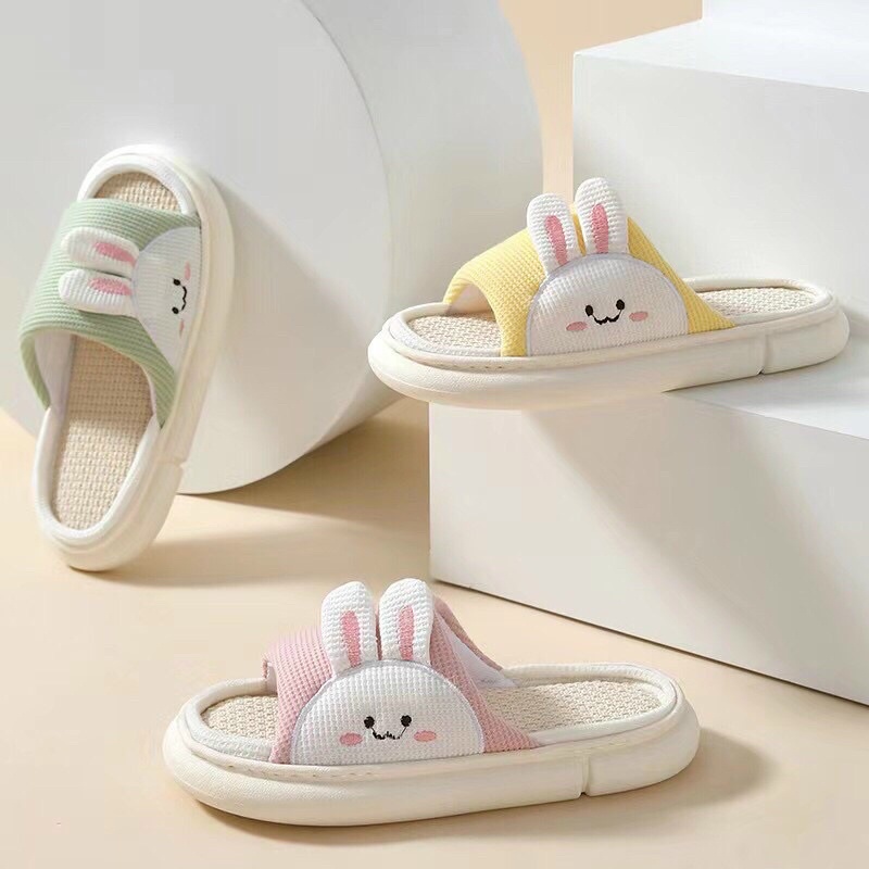 Dép lông thỏ đi trong nhà, quai ngang dạng bánh mì, đi ấm chân vào mùa đông