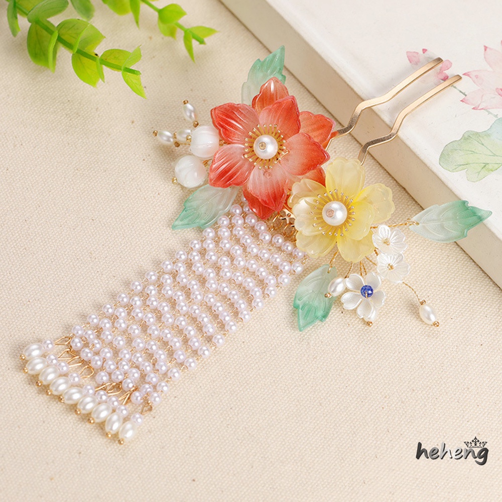 Trâm Cài Tóc Chữ U Bằng Hợp Kim Đính Ngọc Trai Màu Sắc Trung Hoa Dễ Thương Dành Cho Sườn Xám / Hán Phục