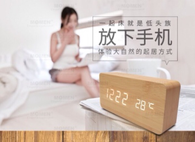 Đồng hồ LED Axmda nghe đài FM 2 chế độ báo thức