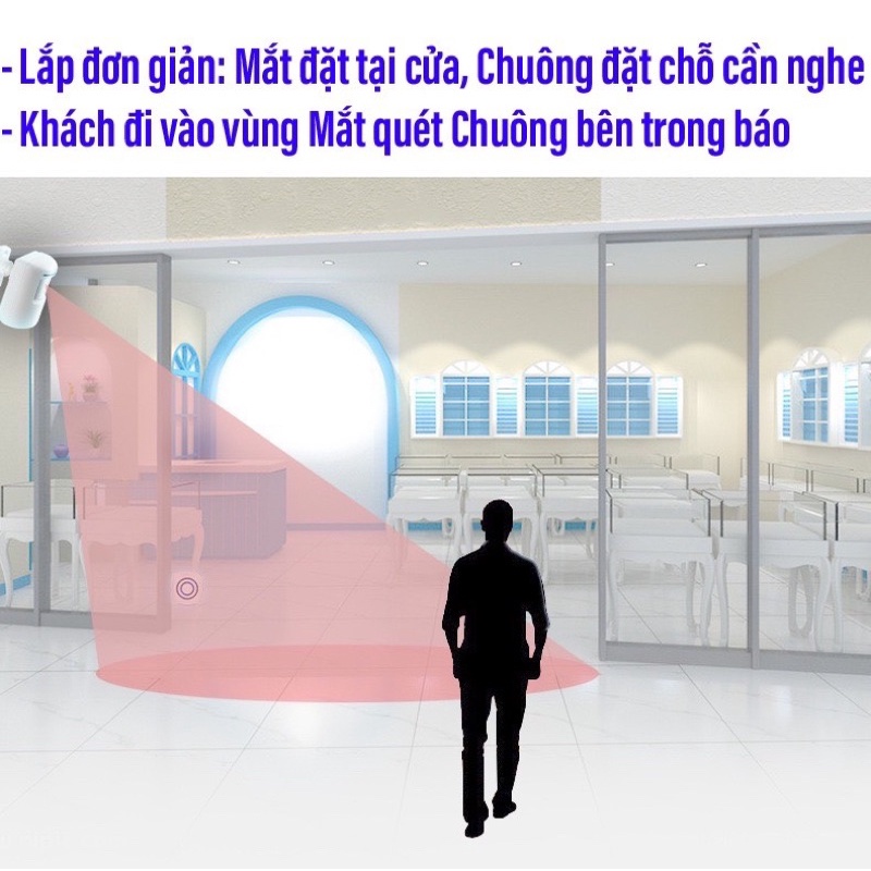 Chuông Báo Khách YF0256 (LOẠI 1) Kết Hợp Báo Trộm Không Dây Thông Minh 38 Kiểu Chuông