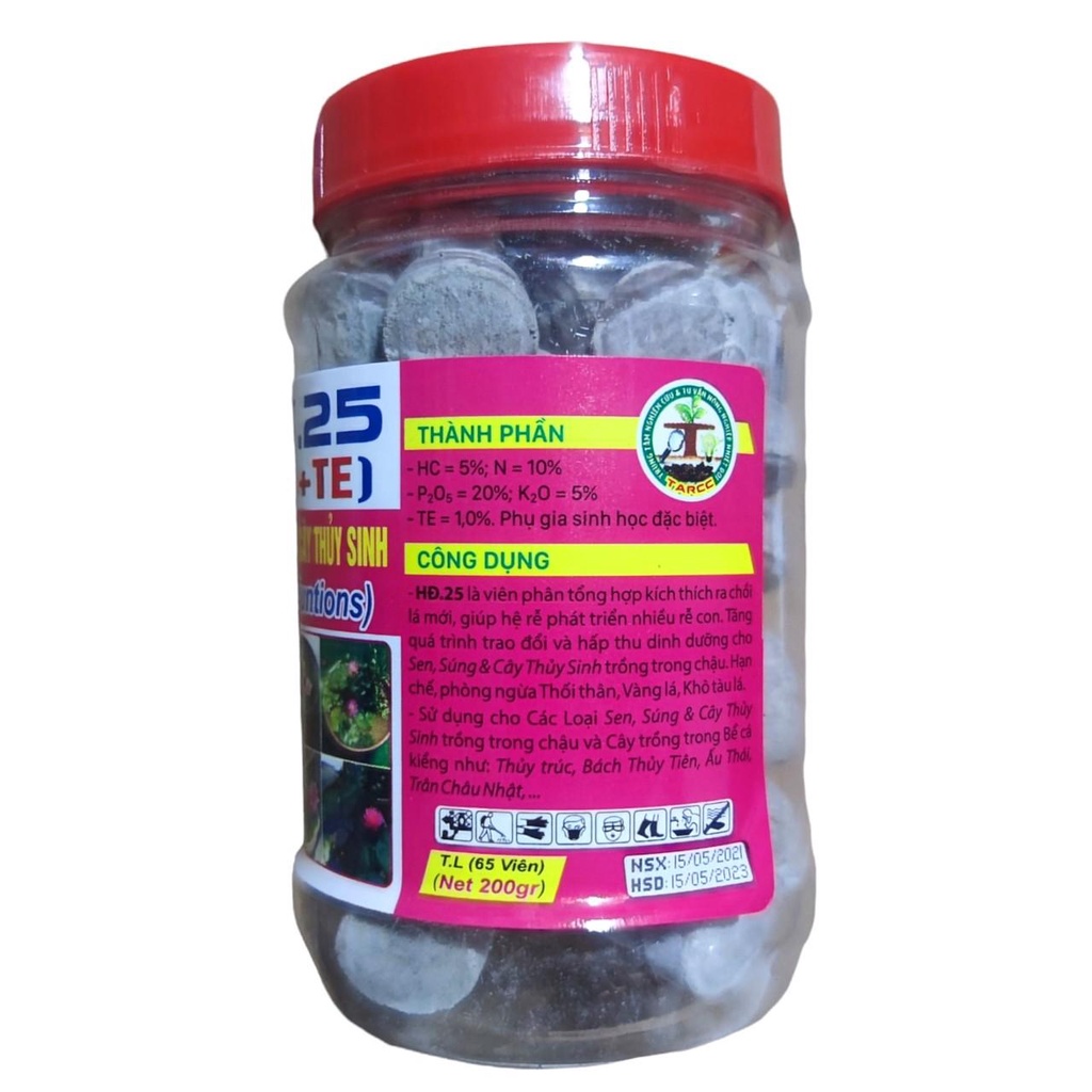 Phân viên nén cho sen,súng, hồ thuỷ sinh HĐ V25 hộp 65viên, NPK 10-20-5+TE