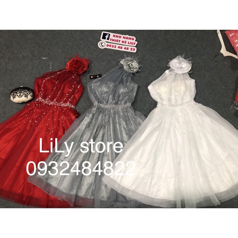 ẢNH VÀ VIDEO THẬT 10000%   Đầm xoè lệch vai hoa to