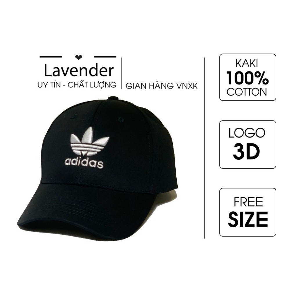 Nón kết lưỡi trai Mũ Adidas đen logo thêu trắng dành cho nam nữ Free size - Full hộp