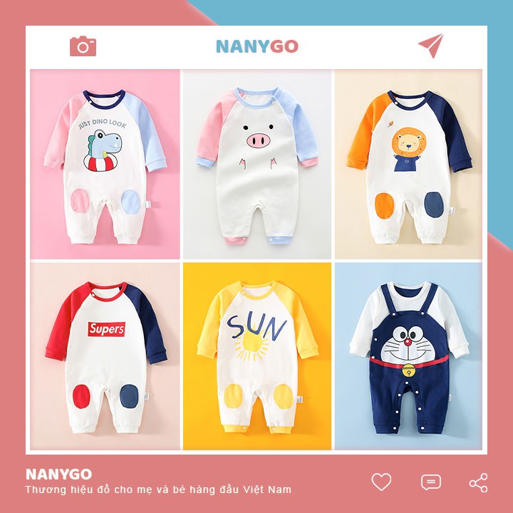 Quần Áo Trẻ Em Sơ Sinh Bộ Đồ Liền Thân Dài Tay Chất Cotton Body Cho Bé Trai Bé Gái [BDD16]