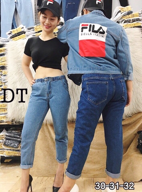 Quần baggy bò lưng thun cạp cao + Tặng 1 đôi vớ nữ siêu dễ thương | BigBuy360 - bigbuy360.vn