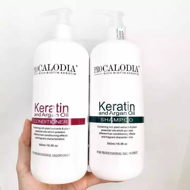 [ Calodia Chính Hãng ] Tặng Tinh Dầu - Cặp Gội Xả Keratin pro Calodia 500ml X 2 Phục Hồi Tóc Hư Tổn Mẫu Mới