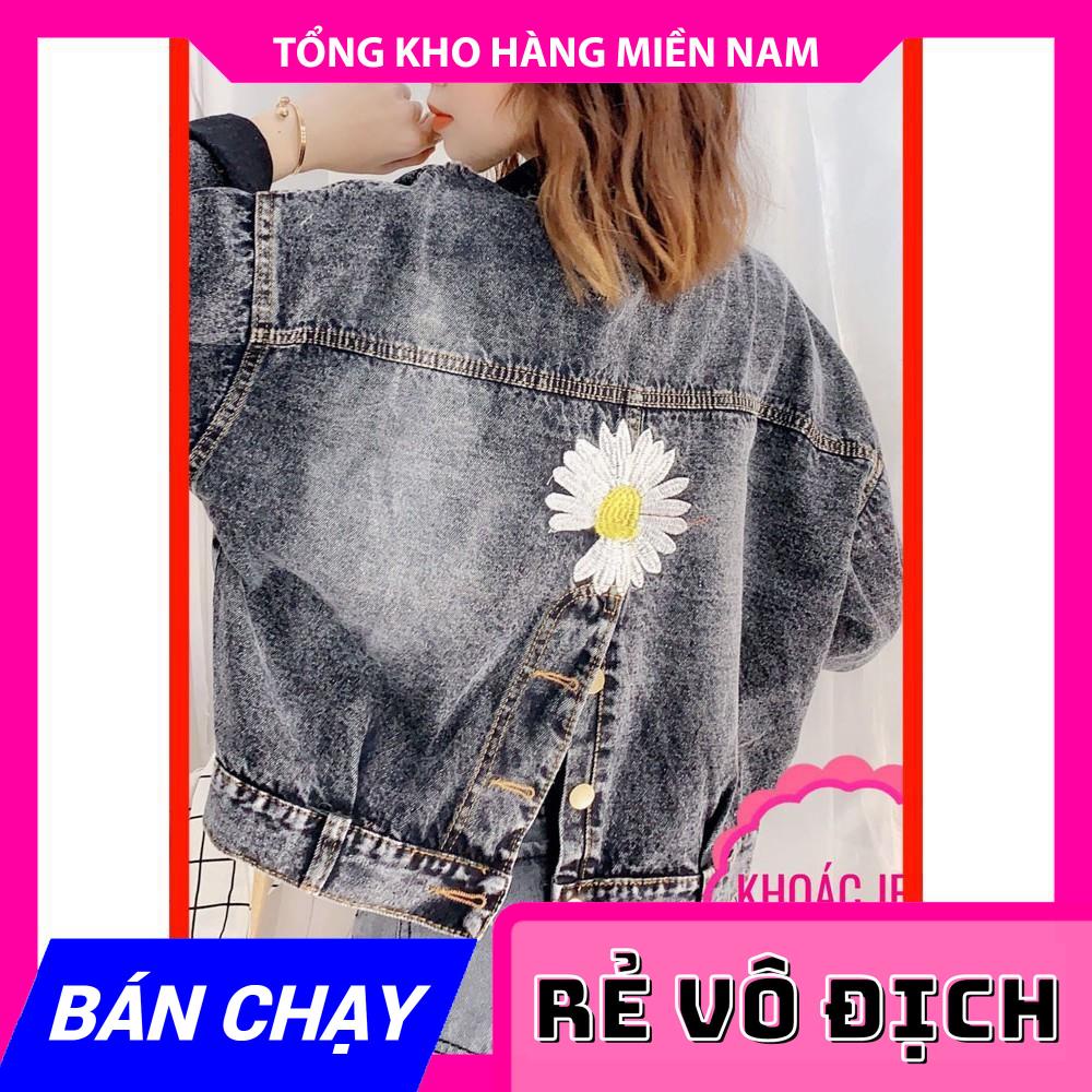 ÁO KHOÁC JEAN THÊU BÔNG CÚC XINH XẮN KJT149 100% ẢNH THẬT ÁO KHOÁC JEAN NỮ MY