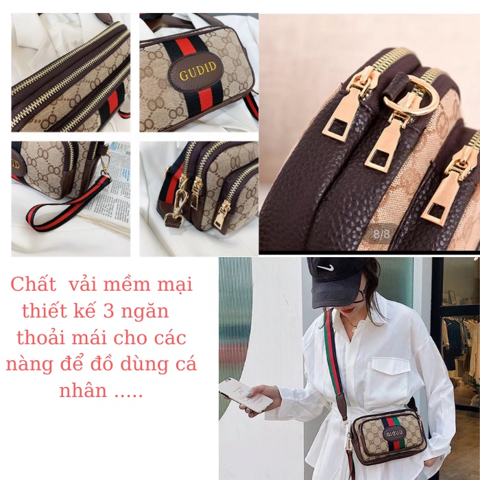 Túi xách nữ đeo vai đeo chéo túi vải đựng điện thoại  đi tiệc kẹp nách họa tiết phôi kẻ sọc Yume siêu xinh
