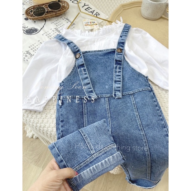 Yếm bò cho bé 10-20kg. set bao gồm Áo thô nơ vai xinh xắn phối với yếm bò hàng đẹp mịn, dày dặn