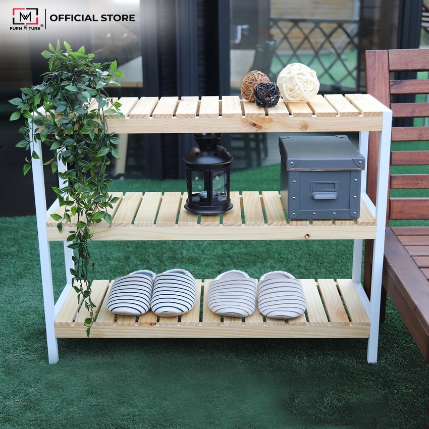 Kệ giày dép đa năng chân sắt tĩnh điện 3 tầng size 80cm - MW FURNITURE - Nội thất căn hộ