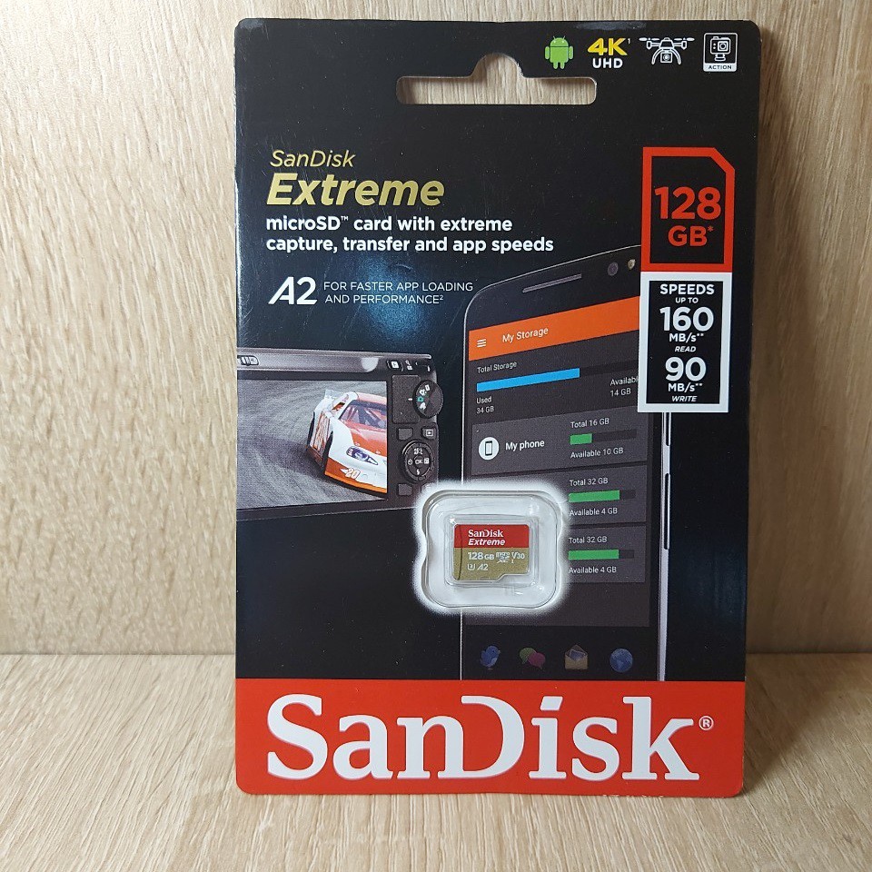 Thẻ Nhớ MicroSDXC SanDisk Extreme 128GB V30 U3 4K A2 R190MB/s W90MB/s - No Adapter (Vàng)