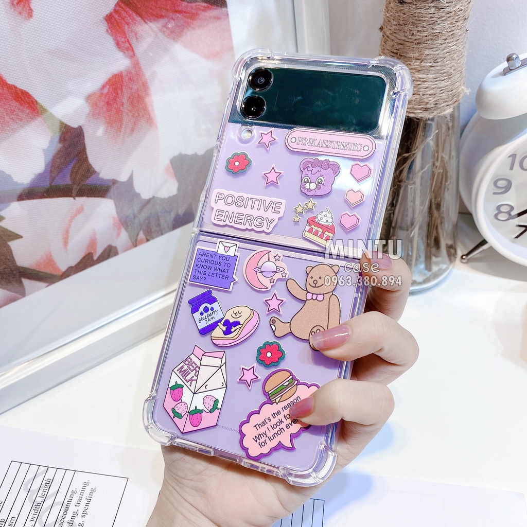 Ốp Samsung Galaxy Z Flip3 5G / Z Flip 3 / Z Flip4 5G / Z Flip 4 trong suốt mẫu dễ thương - ZF04