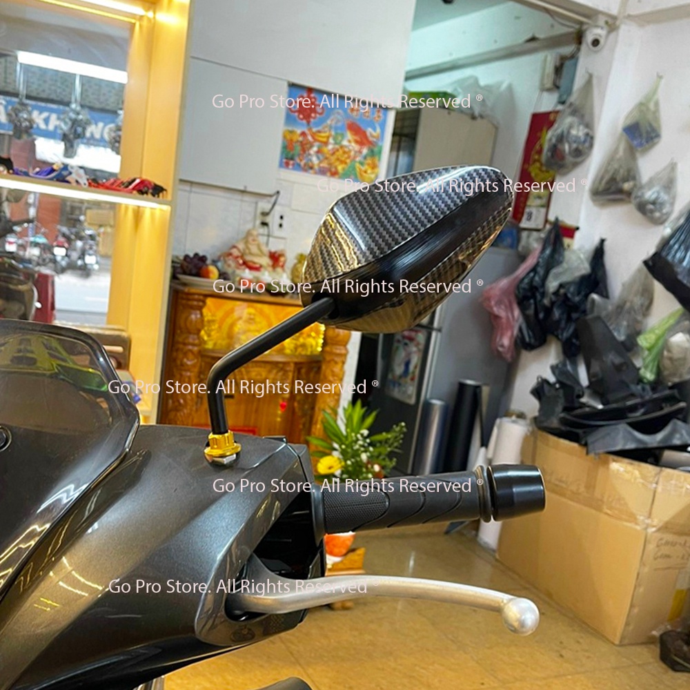 01 Kính Chiếu Hậu Sò Carbon Chân Đen 10 Ly (10mm) - KÍNH TRÁI