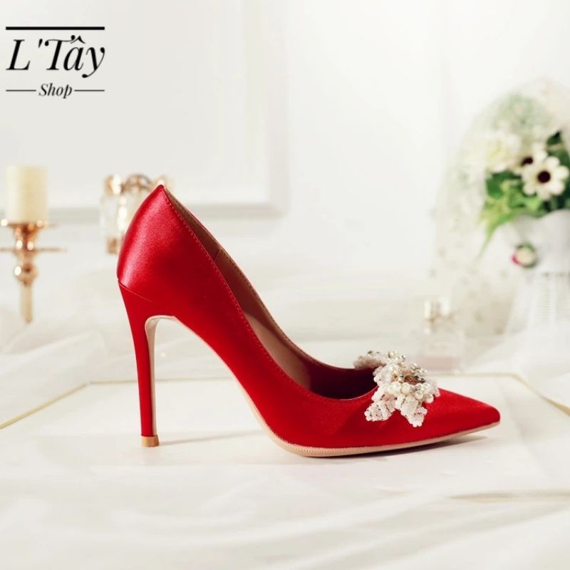 Giày cưới ngọc chùm- miễn phí đính tên