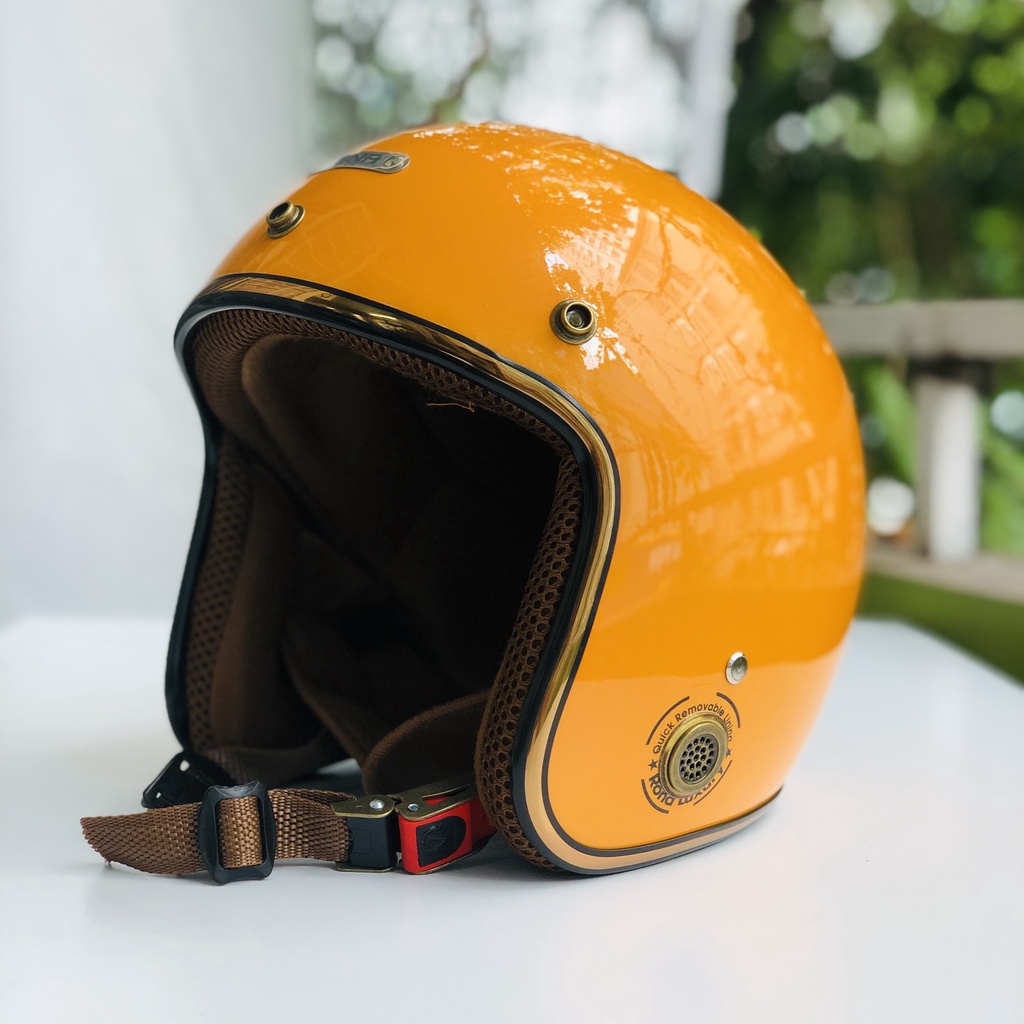 Mũ bảo hiểm 3/4 RONA màu vàng nghệ bóng chính hãng, bảo hành 12 tháng, freeship toàn quốc