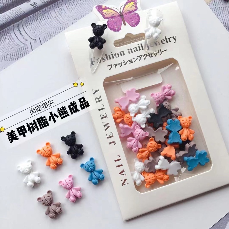 Set 24v charm gấu teddy mix màu hot hit giá rẻ ,trang trí nail / móng tay