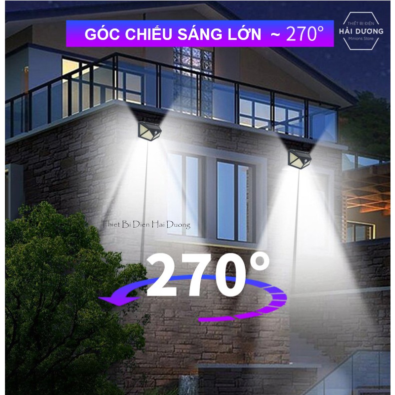 Bộ 2 Đèn led đa giác cảm biển hồng ngoại năng lượng mặt trời (100/114 mắt led) - Bảo hành 12 tháng