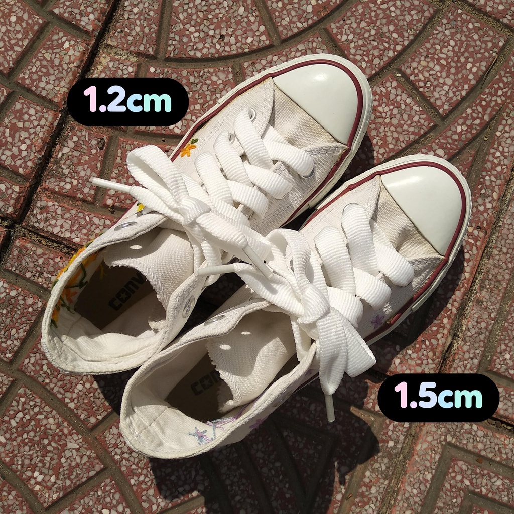 1.2/1.5cm dày Dây giày dẹt 2 lớp bản rộng màu trắng dài 1m2 120cm