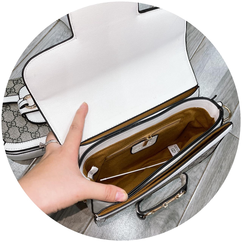 Túi guccci Hà Hồ Viền Trắng,FREESHIP, sz 22cm và 25cm siêu siêu xịn